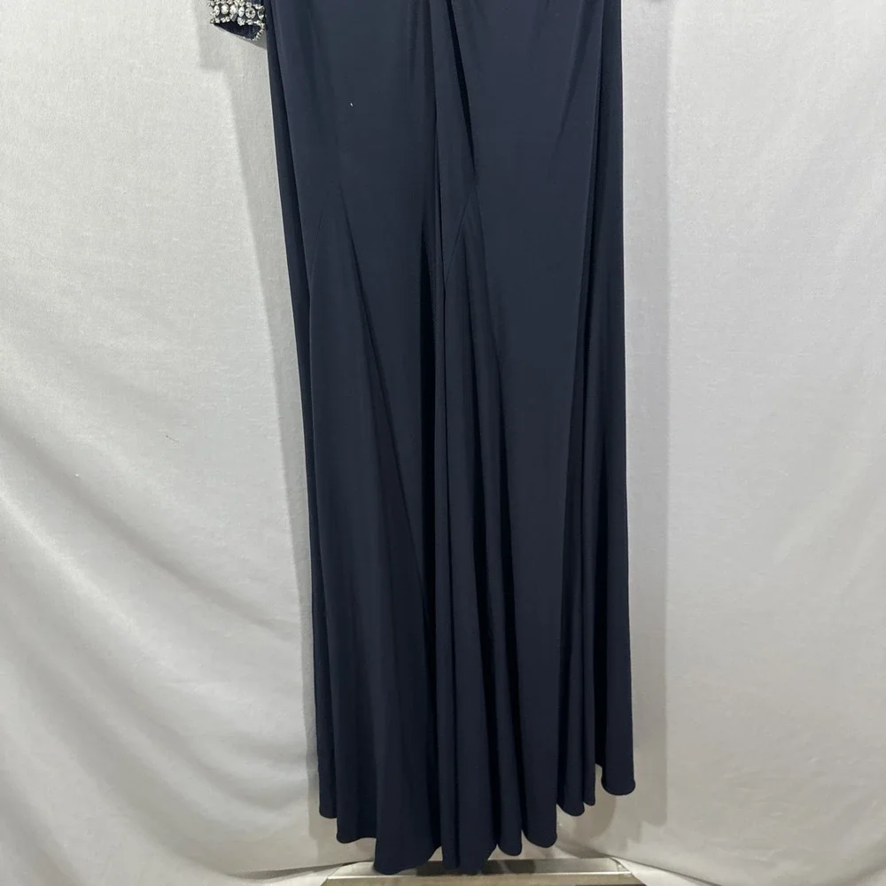 NWT $398 Mac Duggal [ 6 ] 12527 Bead Cuff Drop Shoulder Gown Midnight Blue J1697 - Picture 14 of 14